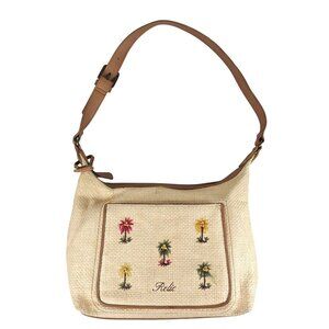 Relic Palm Tree Embroidered Straw Shoulder Bag With Adjustable Strap